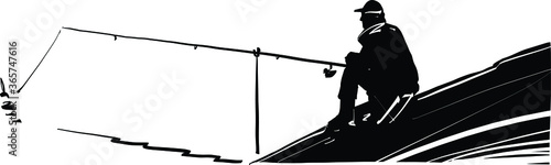 silhouette of a fisherman on the beach
