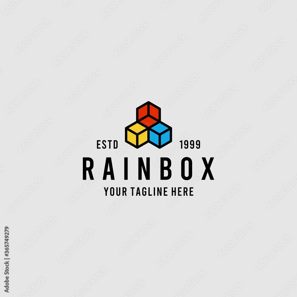 Creative rainbow box logo design