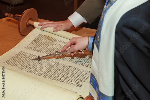 Jewish man dressed in ritual clothing photo