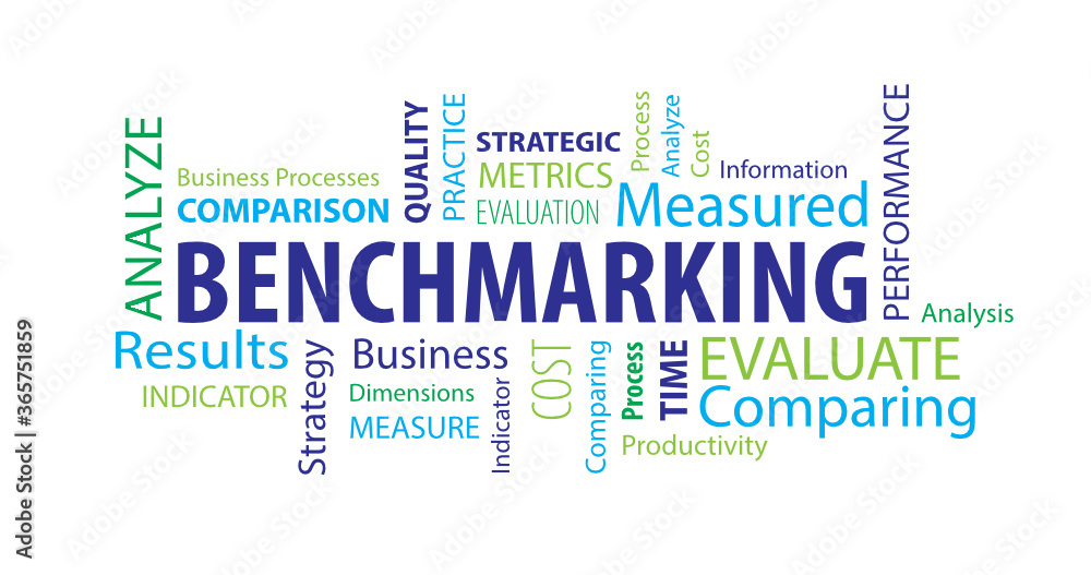 Obraz premium Benchmarking Word Cloud on a White Background