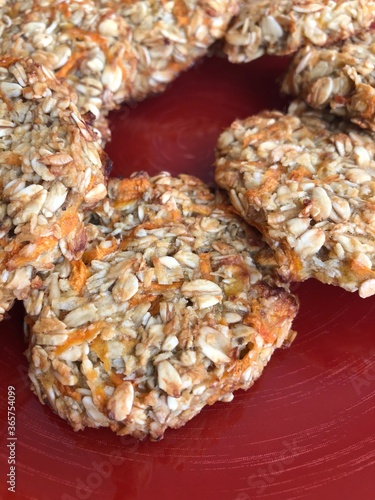 Oatmeal healthy dietary cookies with sugar-free carrots