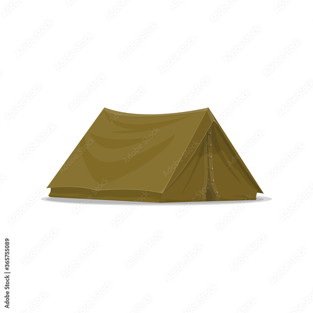 Waterproof camping tent isolated vector icon. Portable dwelling, hiking or hunting equipment