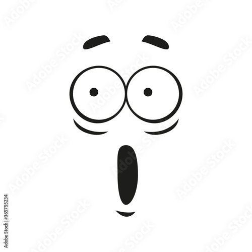 Surprised face expression isolated excited emoticon. Vector astonished emoji, wondering feeling