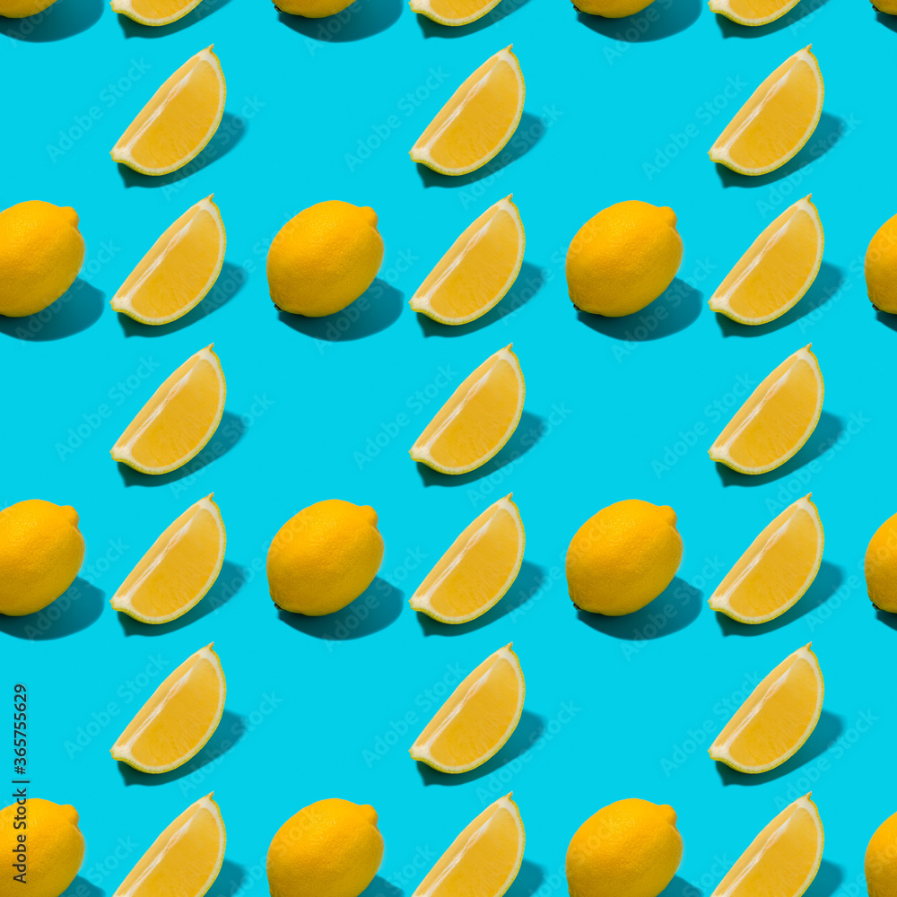 Lemon on blue seamless pattern. Lemon on blue seamless pattern.