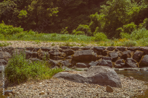 Large boulder on shore