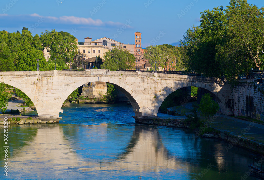 Rome, Bridge on Tiber river