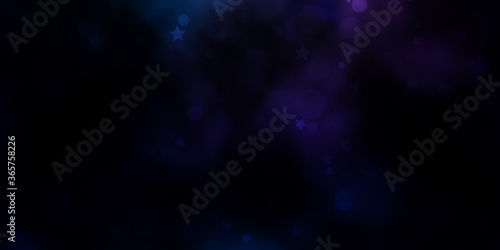 Dark Pink, Blue vector layout with circles, stars. Colorful disks, stars on simple gradient background. Design for wallpaper, fabric makers.