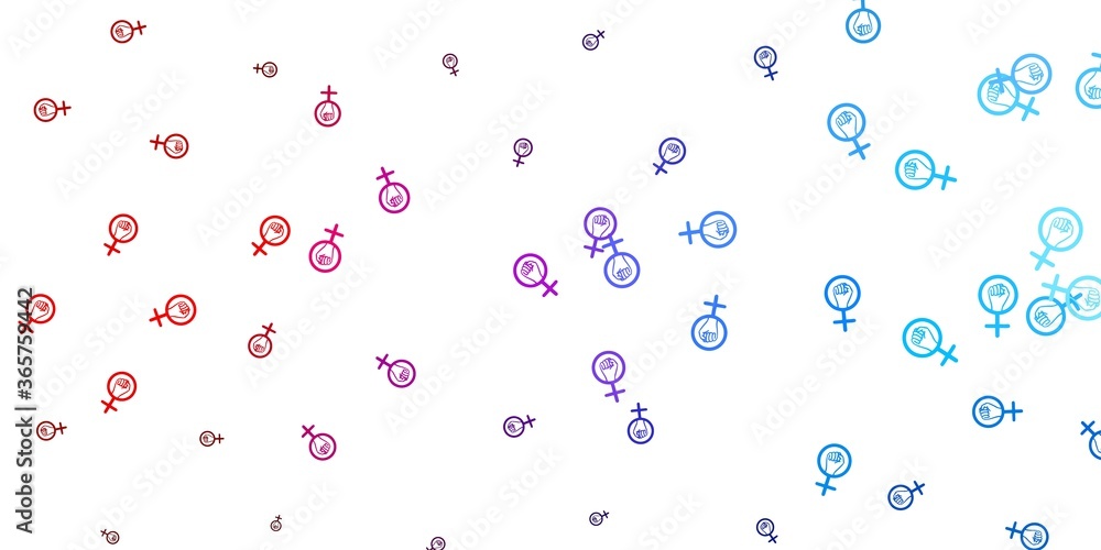 Light Blue, Red vector texture with women's rights symbols. Light Blue, Red vector texture with women's rights symbols.