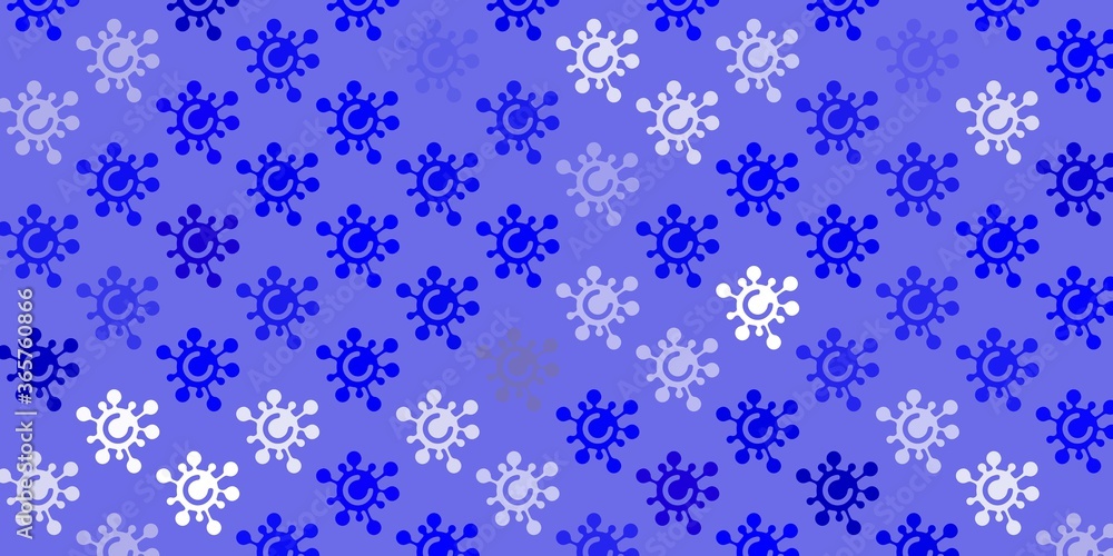 Light BLUE vector background with covid-19 symbols. Light BLUE vector background with covid-19 symbols.