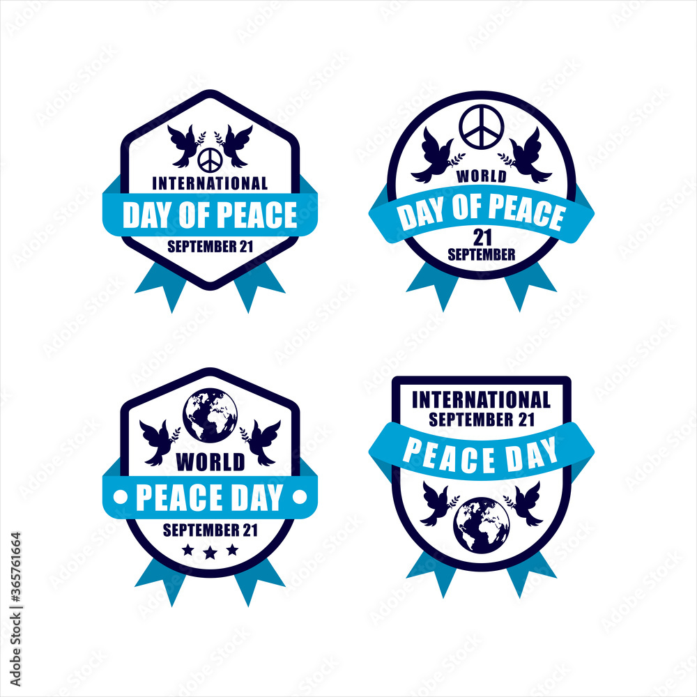 Fototapeta premium International Peace day badge vector collection