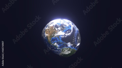 Earth View in the Outer Space Illustration. Abstract Wallpaper. 3D Rendering of Earth Planet