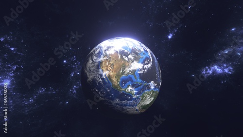 Fototapeta Naklejka Na Ścianę i Meble -  Earth View in the Outer Space Illustration. Abstract Wallpaper. 3D Rendering of Earth Planet