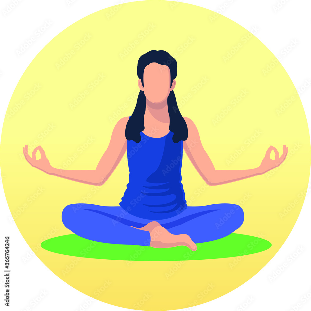 Woman doing yoga vector illustration.
