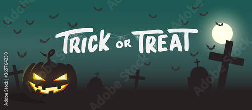 Happy Halloween. Trick or treat Halloween pumpkin background banner vector illustration