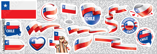 Vector set of the national flag of Chile in various creative designs