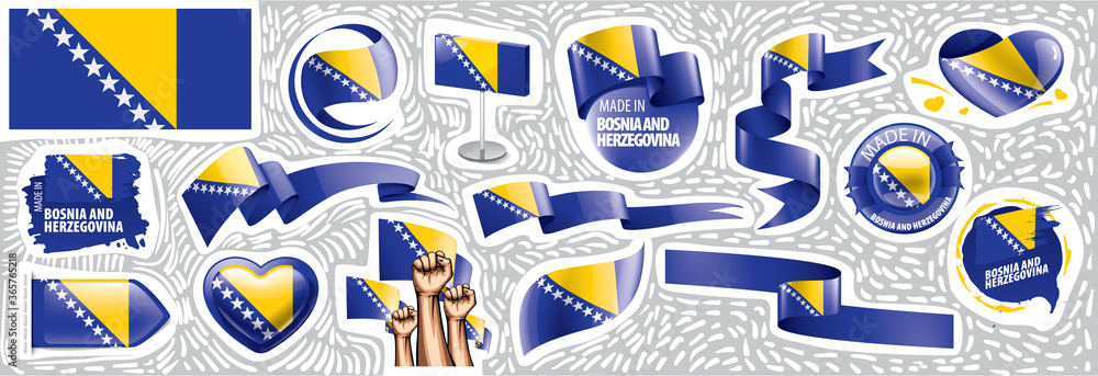 Vector set of the national flag of Bosnia and Herzegovina