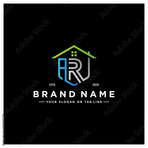 letter AR home logo design vector