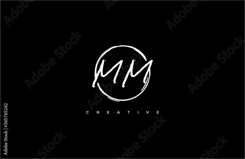 Letter MM Circle Line Logo Abstract Artistic Urbane Grunge Stroke