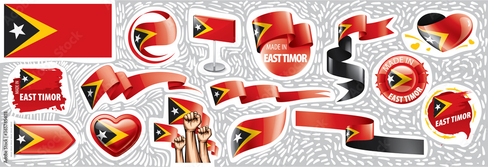 Vector set of the national flag of East Timor in various creative designs Vector set of the national flag of East Timor in various creative designs