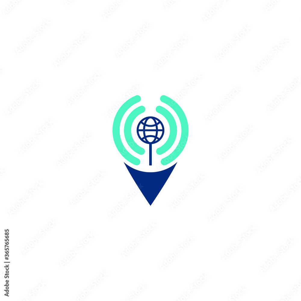 pin globe vector logo, Signal Globe Marker Technology Template Element Vector pin globe vector logo, Signal Globe Marker Technology Template Element Vector