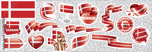 Vector set of the national flag of Denmark in various creative designs