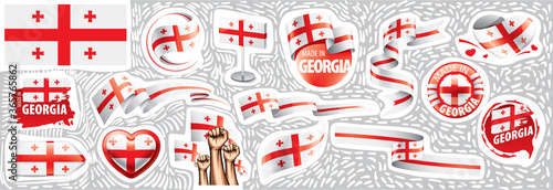 Vector set of the national flag of Georgia in various creative designs