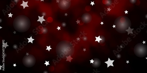 Dark Red vector pattern with circles, stars. Abstract design in gradient style with bubbles, stars. Design for textile, fabric, wallpapers.