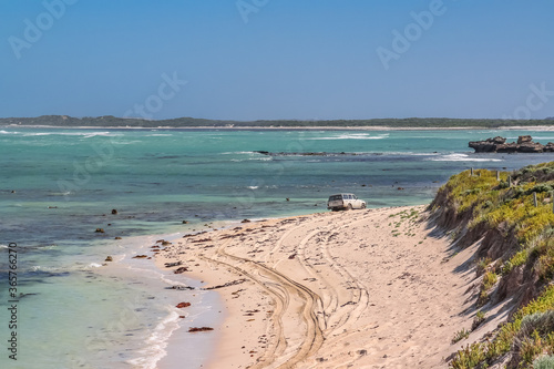 View of the sandy sea shore near Mt Gambier  South Australia.