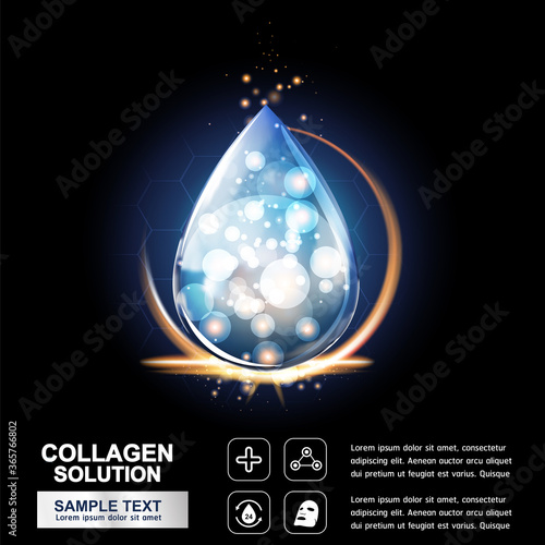 Collagen Serum and Vitamin Background Concept Skin Care Cosmetic.