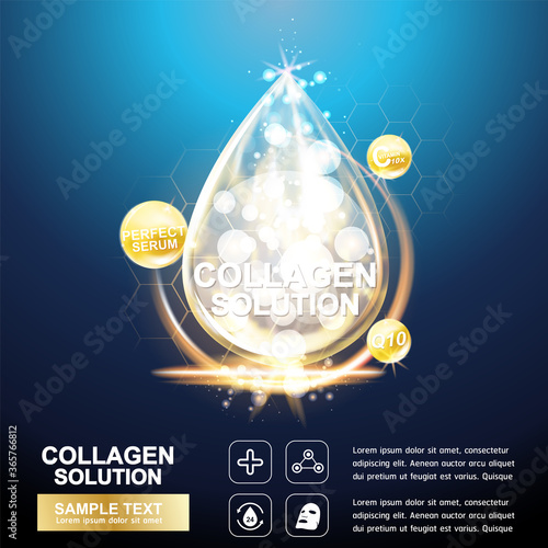 Collagen Serum and Vitamin Background Concept Skin Care Cosmetic.