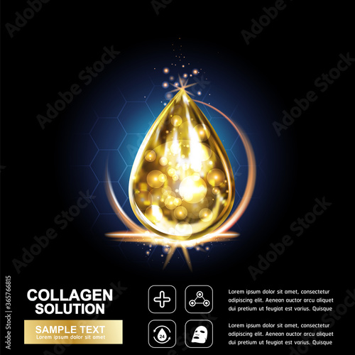 Collagen Serum and Vitamin Background Concept Skin Care Cosmetic.