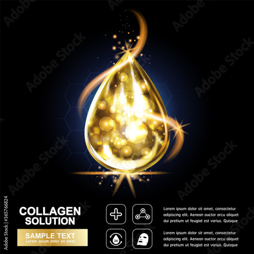 Collagen Serum and Vitamin Background Concept Skin Care Cosmetic.