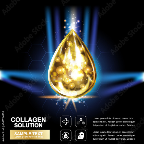 Collagen Serum and Vitamin Background Concept Skin Care Cosmetic.