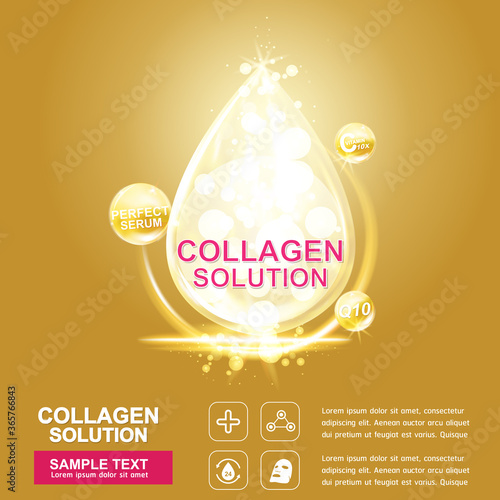 Collagen Serum and Vitamin Background Concept Skin Care Cosmetic.
