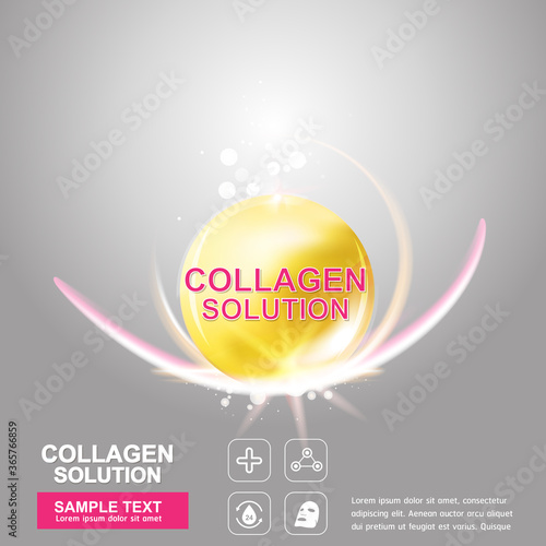 Collagen Serum and Vitamin Background Concept Skin Care Cosmetic.
