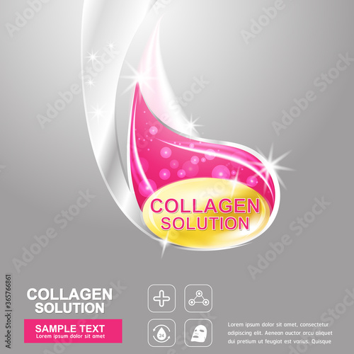 Collagen Serum and Vitamin Background Concept Skin Care Cosmetic.