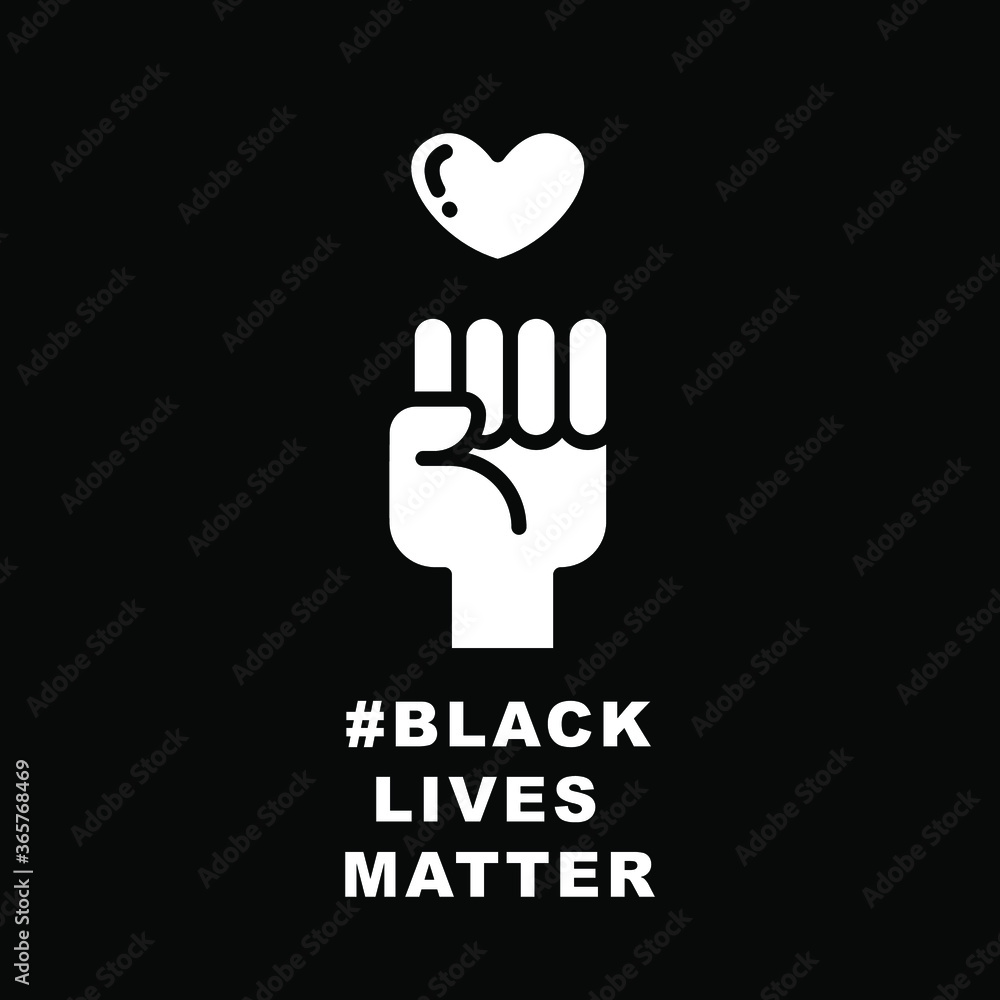 Obraz premium Hand symbol for black lives matter protest in USA to stop violence to black people in U.S. America. Fight for human right Simple pictogram,stroke Vector illustration. Design on white background EPS10