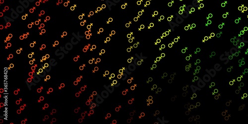 Dark Green, Yellow vector texture with women's rights symbols.