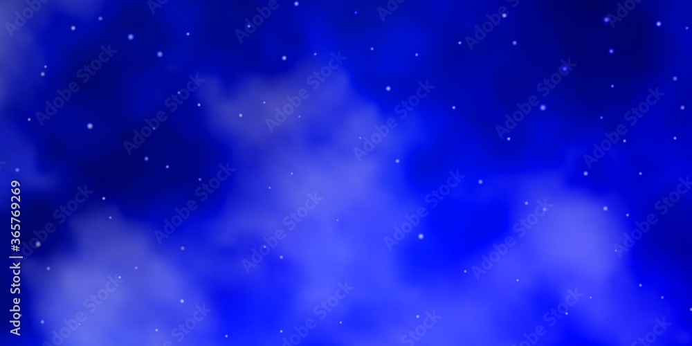 Dark BLUE vector background with small and big stars. Decorative illustration with stars on abstract template. Pattern for websites, landing pages.