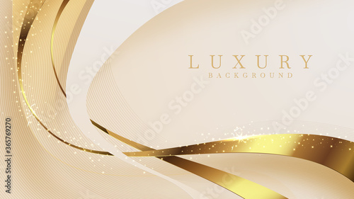 Luxury golden line background mustard shades in 3d abstract style. Illustration from vector about modern template deluxe design.