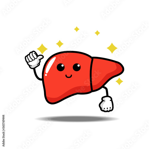 healthy liver cute mascot character