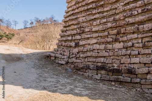 Section of mountain fortress wall photo