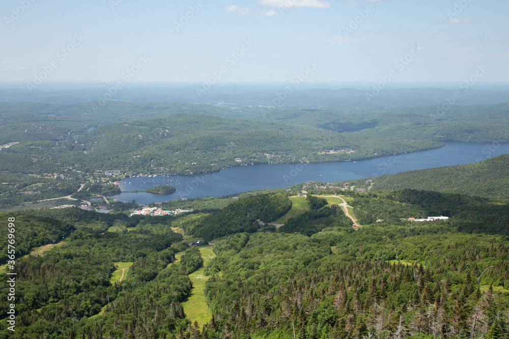 mount tremblant aerial view over lake
