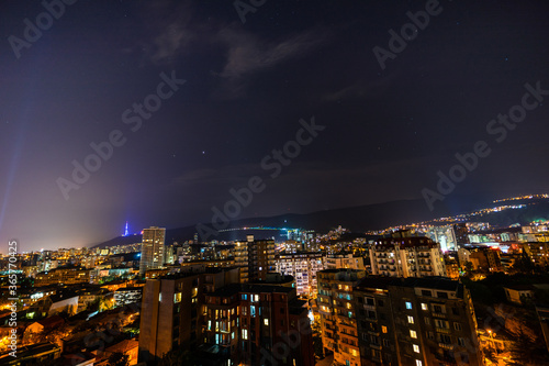 Night sky with stars over Tbilisi s downtown