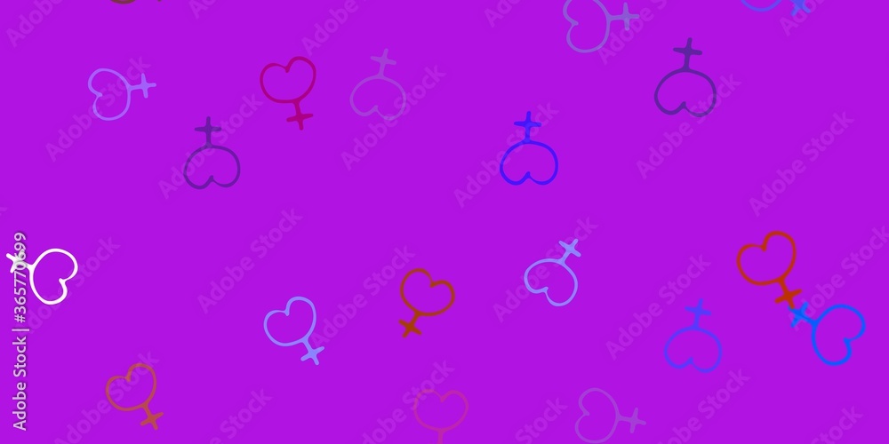 Light Blue, Yellow vector background with woman symbols.