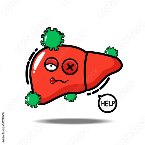 hepatitis liver cute mascot character