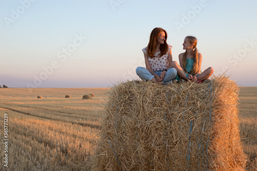 family in a wheat field