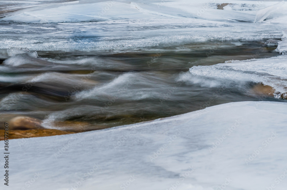 Winter landscape of frozen river