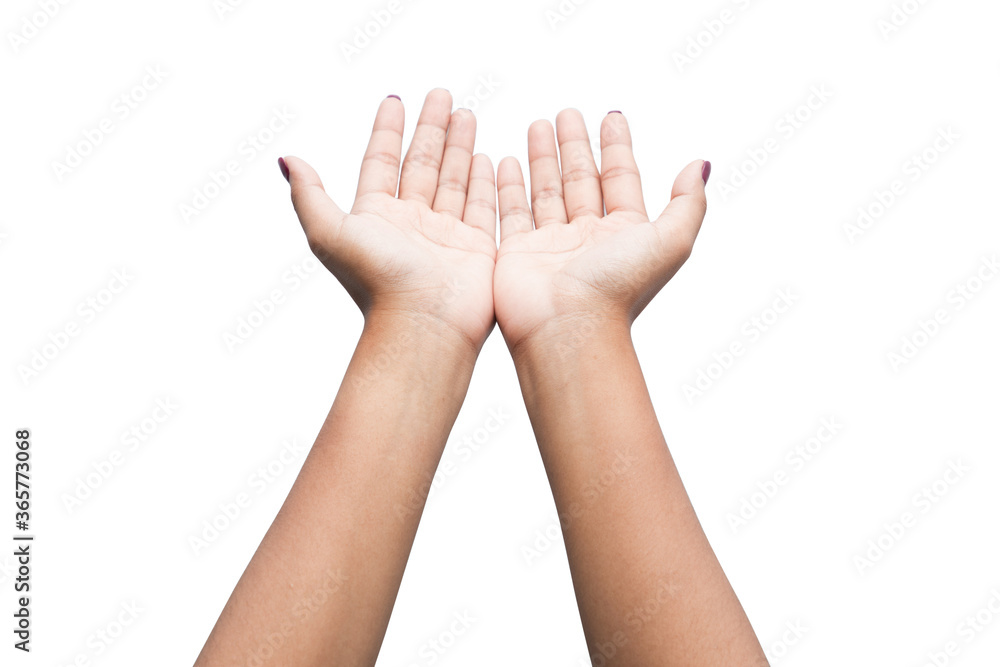 Woman hand isolated on white background , hold or catch Woman hand isolated on white background , hold or catch