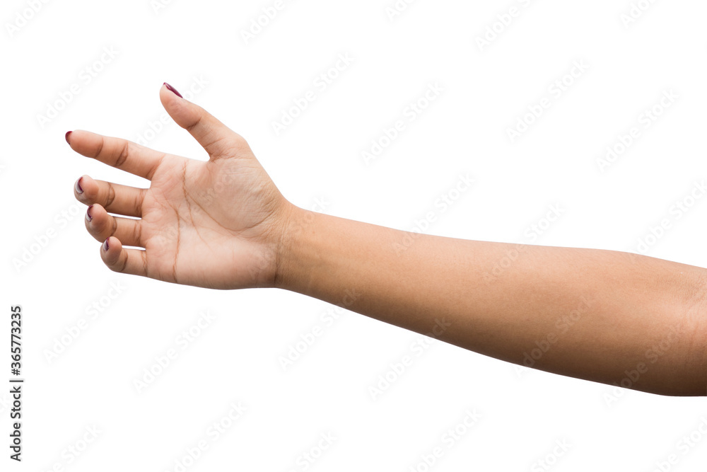 A hand holding something like a bottle on white background A hand holding something like a bottle on white background